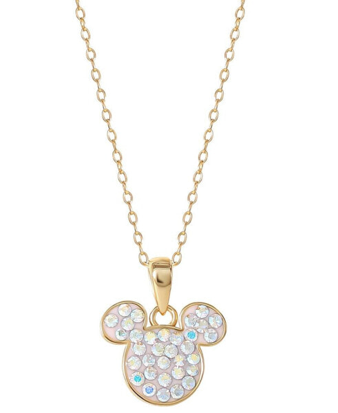 Disney crystal Mickey Mouse Pendant Necklace in 18k Gold-Plated Sterling Silver, 18" + 2" extender