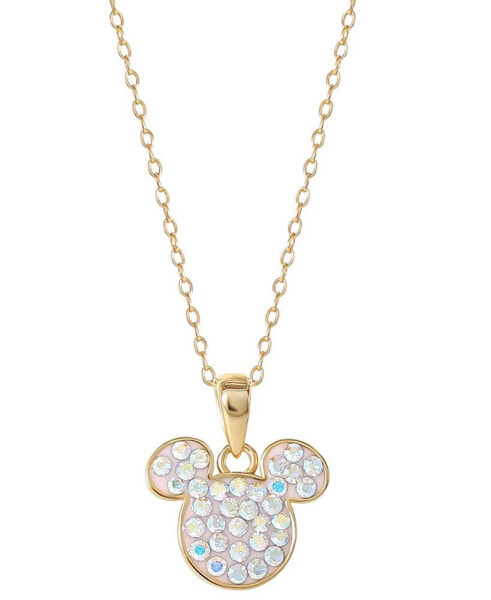 Crystal Mickey Mouse Pendant Necklace in 18k Gold-Plated Sterling Silver, 18" + 2" extender