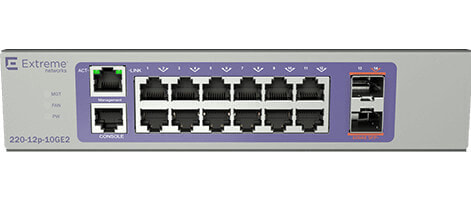 Extreme Networks 220-12P-10GE2 - Managed - L2/L3 - Gigabit Ethernet (10/100/1000) - Power over Ethernet (PoE) - Rack mounting - 1U