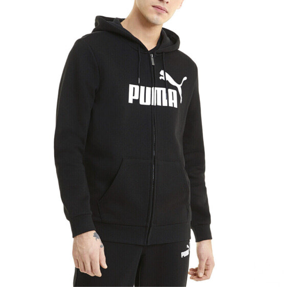 Puma Essentials Logo Full Zip Hoodie Mens Black Casual Outerwear 84681601