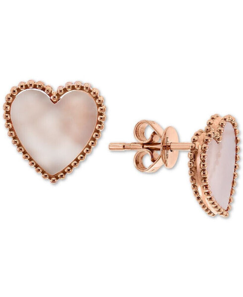EFFY® Mother-of-Pearl Heart Stud Earrings in 14k Rose Gold