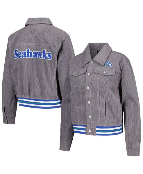 Women's Purple Seattle Seahawks Corduroy Button-Up Jacket