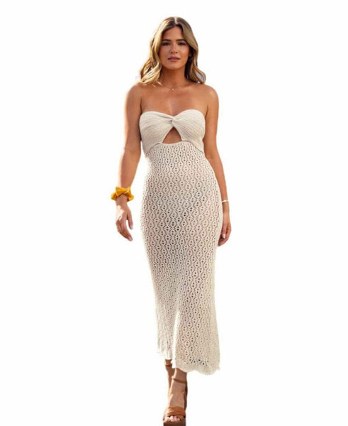 Women’s Cupshe X JoJo Crochet Sweetheart Twist Cutout Midi Beach Dress