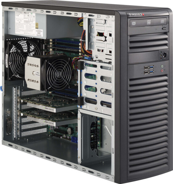Supermicro 732D4-903B Mid-Tower 900W Black Workstation Case with 900W 80PLUS Gold Power Supply - Midi Tower - Server - Black - ATX - EATX - micro ATX - Metal - HDD - Network - Power - System