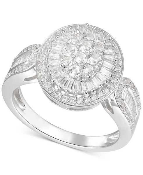 Diamond Oval Cluster Statement Ring (1 ct. t.w.) in 14k White Gold