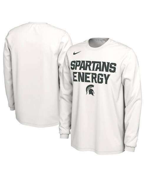 Men's and Women's White Michigan State Spartans 2024 On-Court Bench Energy Long Sleeve T-shirt