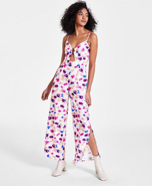 Women's Floral-Print O-Ring Jumpsuit, Created for Macy's