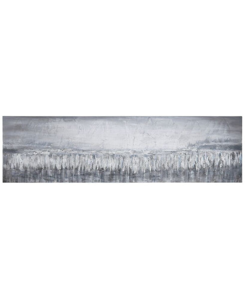 Silver Dust Textured Metallic Hand Painted Wall Art by Martin Edwards, 20" x 72" x 1.5"