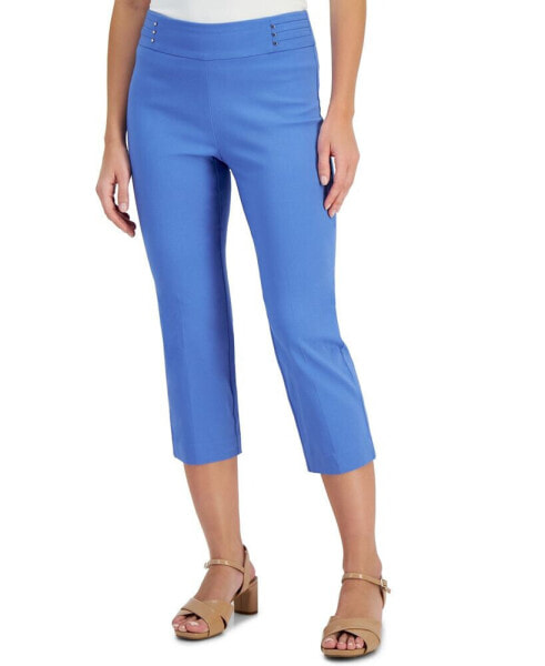 Women's Pull On Slim-Fit Rivet Detail Cropped Pants, Created for Macy's