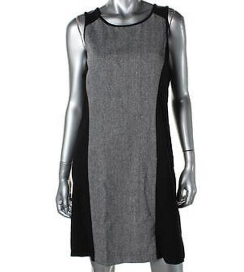 Платье женское Kensie New с панелями из искусственной кожи черное серое S