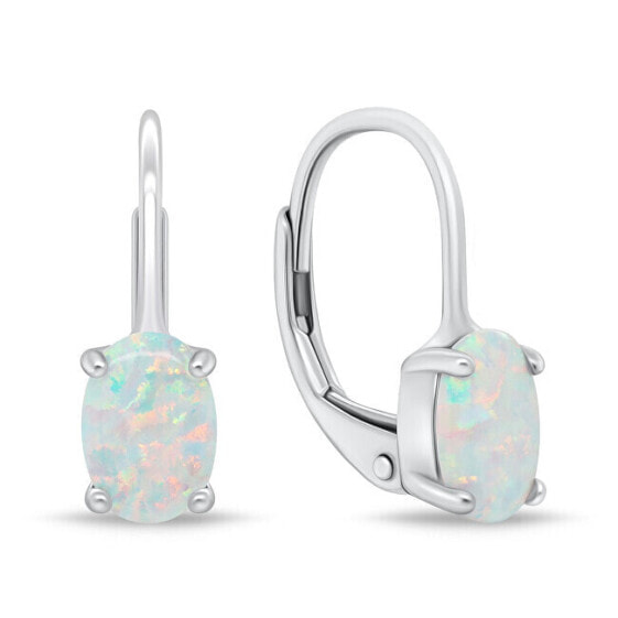 Fine silver earrings with synthetic opals EA934W