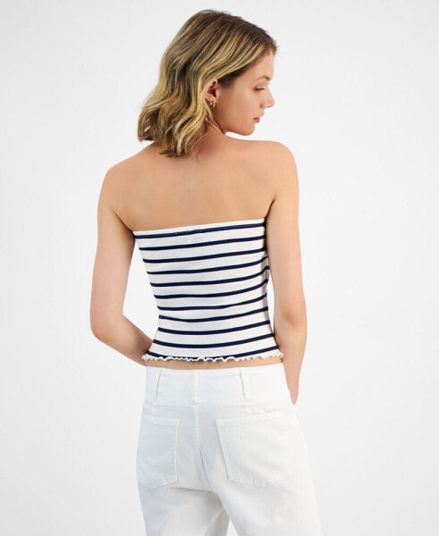 Juniors' Stripe-Print Straight-Neck Tube Top