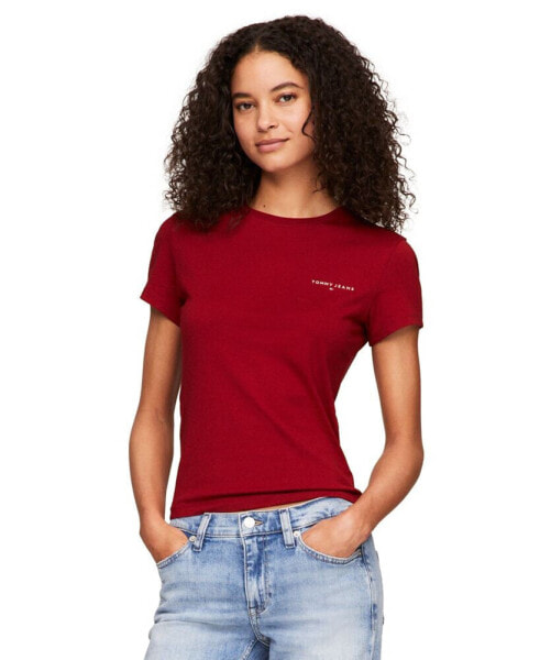 Women's Cotton Slim-Fit Linear Logo T-Shirt