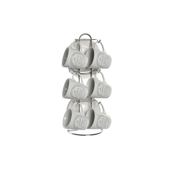 Набор чашек с блюдцами DKD Home Decor Белый Металл Керамика 90 ml 8 x 6 x 6 cm 11 x 11 x 2 cm