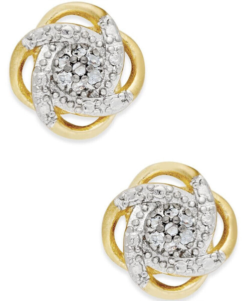 Diamond Love Knot Stud Earrings in Sterling Silver or 18k Gold-Plated Sterling Silver (1/10 ct. t.w.)