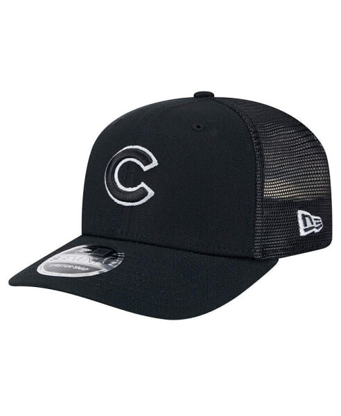 Men's Black Chicago Cubs Canvas 9SEVENTY COOLERA Stretch-Snap Hat