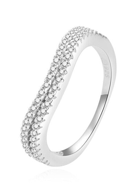 Modern silver ring with AGG230 zircons