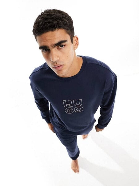 Hugo Bodywear stacked logo sweatshirt in blue 