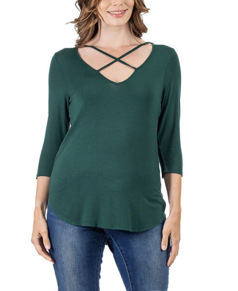 Women's Criss Cross Round Hemline Tunic Top