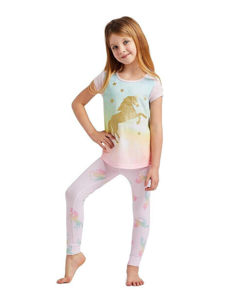 Child Girls 2-Piece Pajama Set Kids Sleepwear, Short Sleeve Top and Long Pants PJ Set