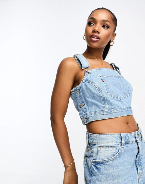 Levi's Shellsea vest top in blue denim wash with pocket