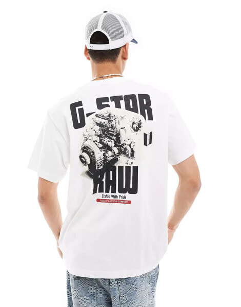 G-Star oversized t-shirt in white with engine logo chest and back print