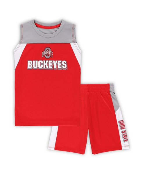 Toddler Boys and Girls Scarlet Ohio State Buckeyes Ozone Tank Top and Shorts Set