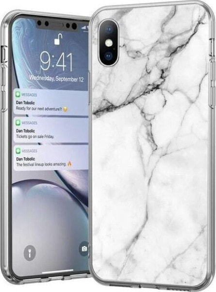 Wozinsky Wozinsky Marble żelowe etui pokrowiec marmur Xiaomi Mi 10 Lite biały uniwersalny