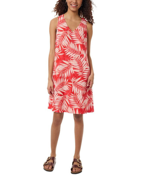 Платье Jones New York Palm-Leaf-Print из льна для женщин