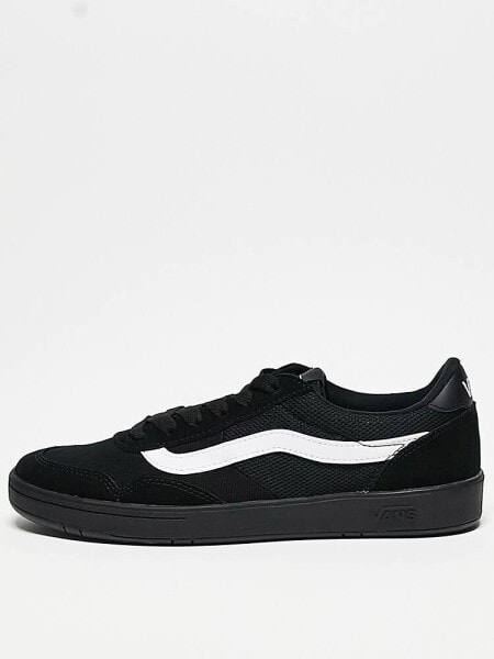 Vans Cruze trainers in black with white side stripe 