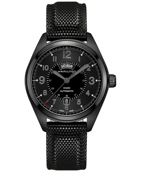 Men's Swiss Automatic Khaki Field Black Rubber Strap Watch 42mm H70695735