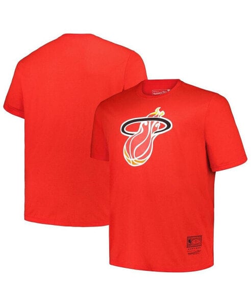 Men's Red Miami Heat Big Tall Hardwood Classics Vintage-like Logo T-Shirt