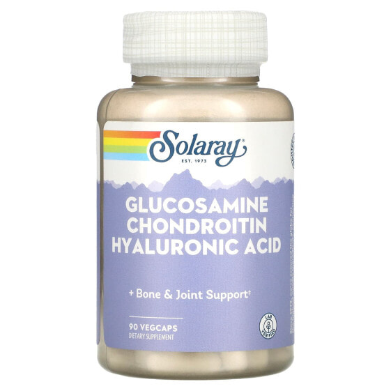 Витамины и БАДы для суставов SOLARAY Глюкозамин Хондроитин Гиалуроновая кислота, 90 вегкапс