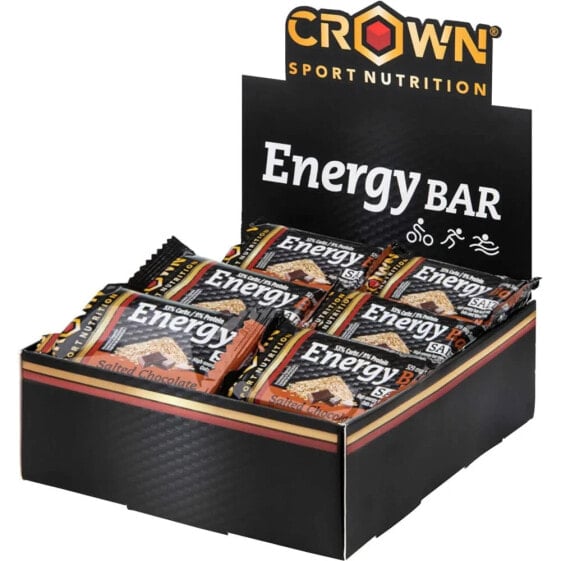 CROWN SPORT NUTRITION Salty Chocolate Energy Bars Box 60g 12 Units