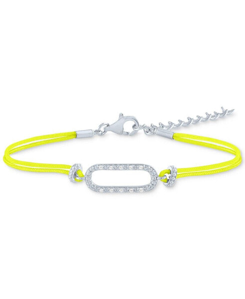 Diamond Accent Single Link Yellow Cord Bracelet in Sterling Silver