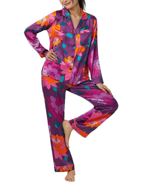 Bedhead Pajamas X Trina Turk Evening Bloom Long Silk Pajama Set Women's Xs