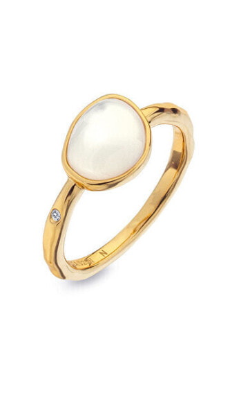 Gold plated ring with diamond and mother-of-pearl Jac Jossa Soul DR231