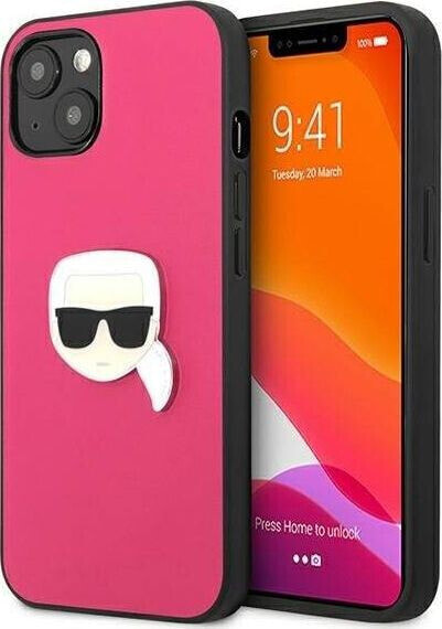 Karl Lagerfeld Karl Lagerfeld KLHCP13SPKMP iPhone 13 mini 5,4" różowy/pink hardcase Leather Ikonik Karl`s Head Metal