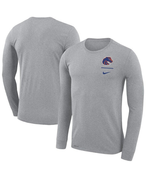 Men's Gray Boise State Broncos Logo Stack Legend Performance Long Sleeve T-shirt
