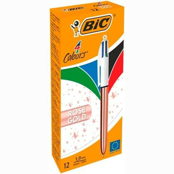 Ручка среднего типа BIC Белая Розовая (12 штук)