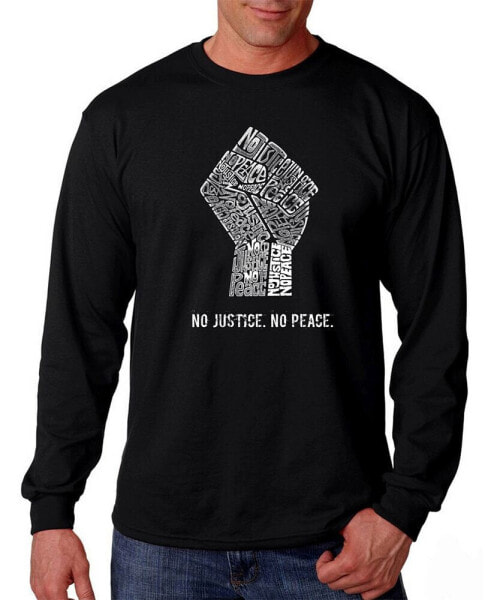 Men's No Justice, No Peace Word Art Long Sleeve T-shirt