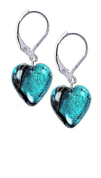 Серьги Lampglas Exceptional Turquoise Heart