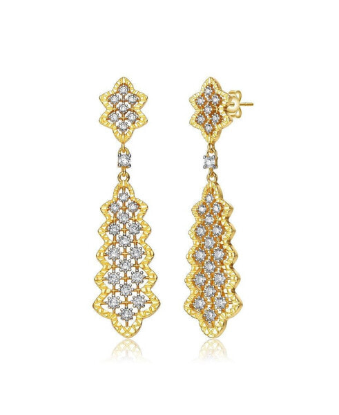 14K Gold Plated Cubic Zirconia Dangle Earrings