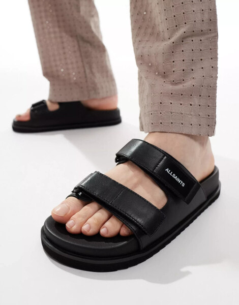 AllSaints Vex leather sandals in black