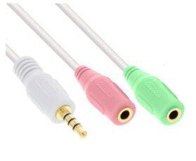 InLine Audio Headset Adapter Cable 3.5mm male 4 Pin / 2x 3.5mm - white - 1m