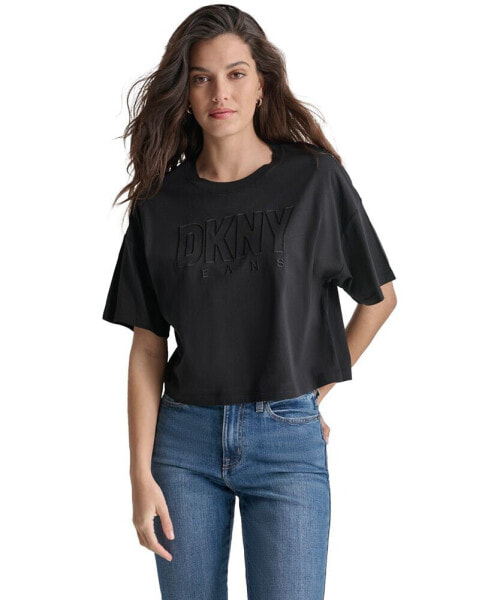 Women's Cropped-Fit Short-Sleeve Logo T-Shirt