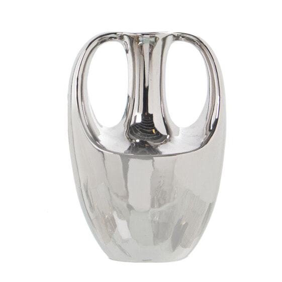 Vase Alexandra House Living Silver Ceramic 13 x 16 x 23 cm With handles