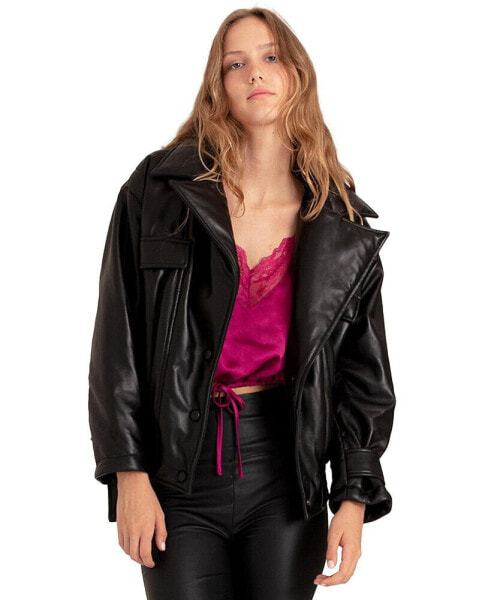 Women Love Drunk Leather Bomber Jacket