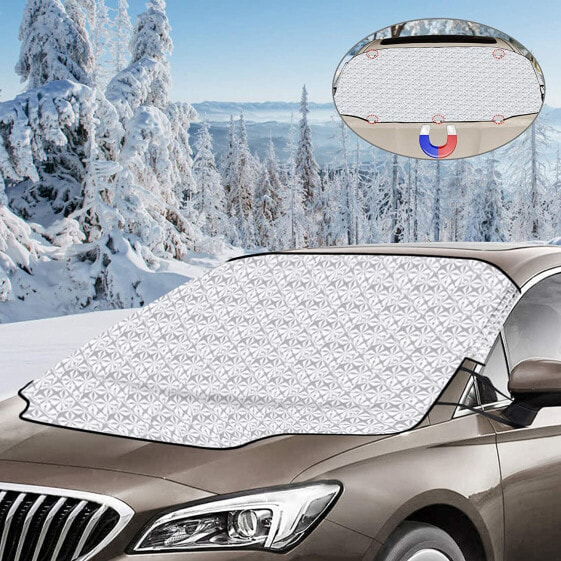 opamoo Car Windscreen Cover, Magnetic Fixing Foldable Removable Winter Cover against Snow, Frost, Ice, Sun