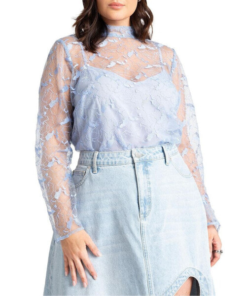 Plus Size Back Tie Lace Top